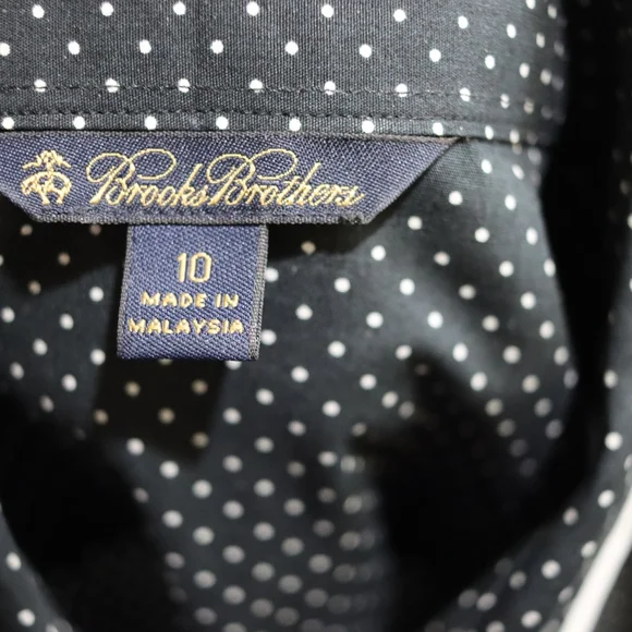 Brooks Brothers Black White Polka Dot Belted Long Sleeve Cotton Dress 10 - Picture 14 of 15